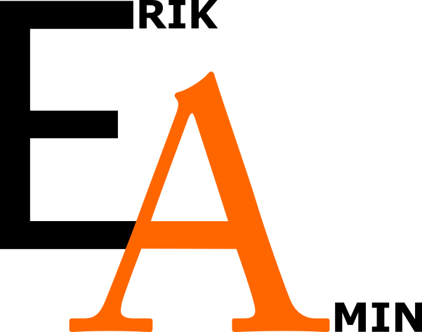 Erik Amin Logo Black and Orange all caps